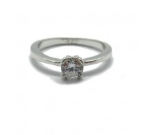 R001802 Stylish Sterling Silver Engagement Ring Solid 925 With 5mm Round Cubic Zirconia